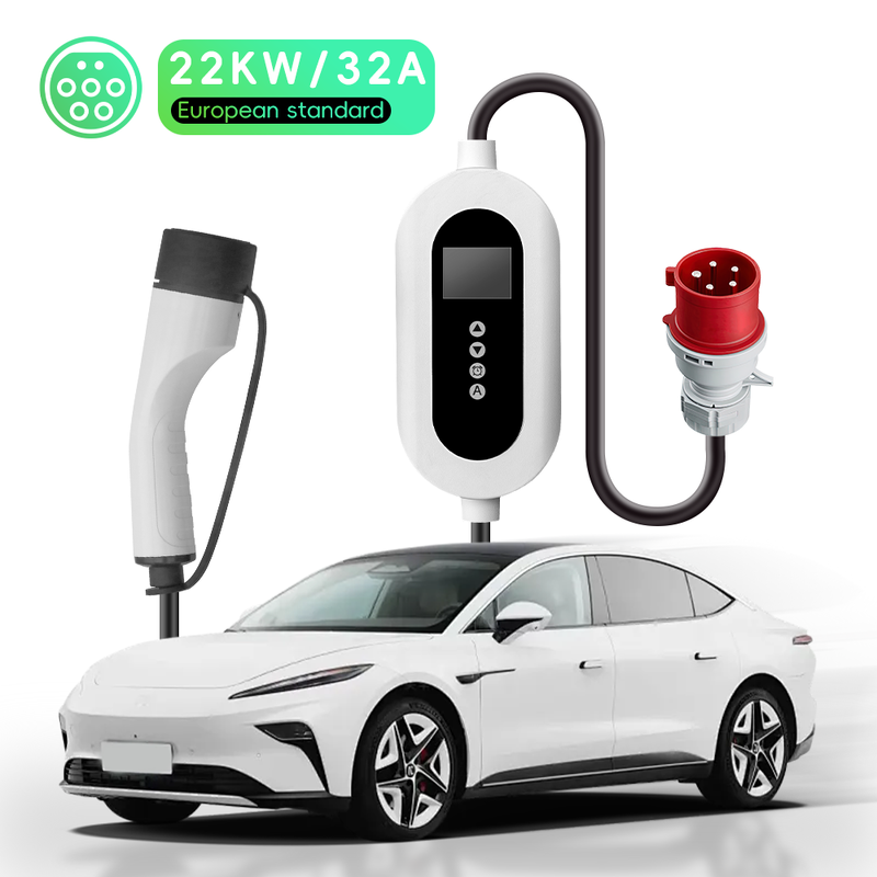 E-mingze ODM&OEM AC Charging 22kw/32A portable charger for ev cars