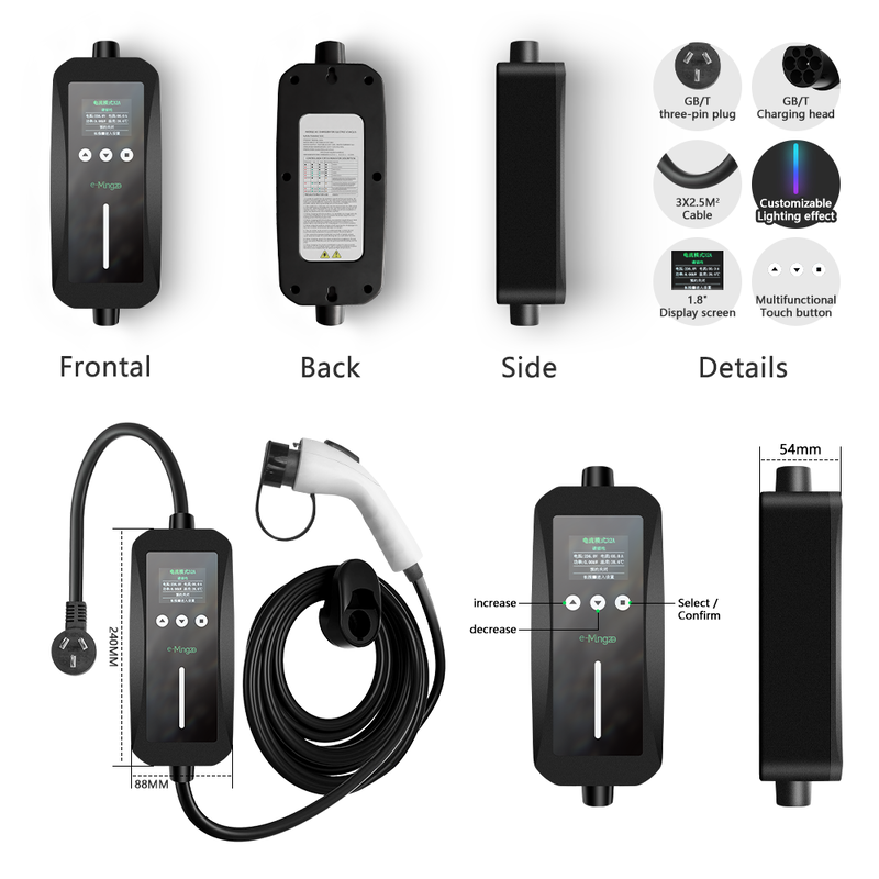 Portable Charger 16a 3.5kw Type 2 AC Charging Station Electric Car For MG Kia Byd MG Kia