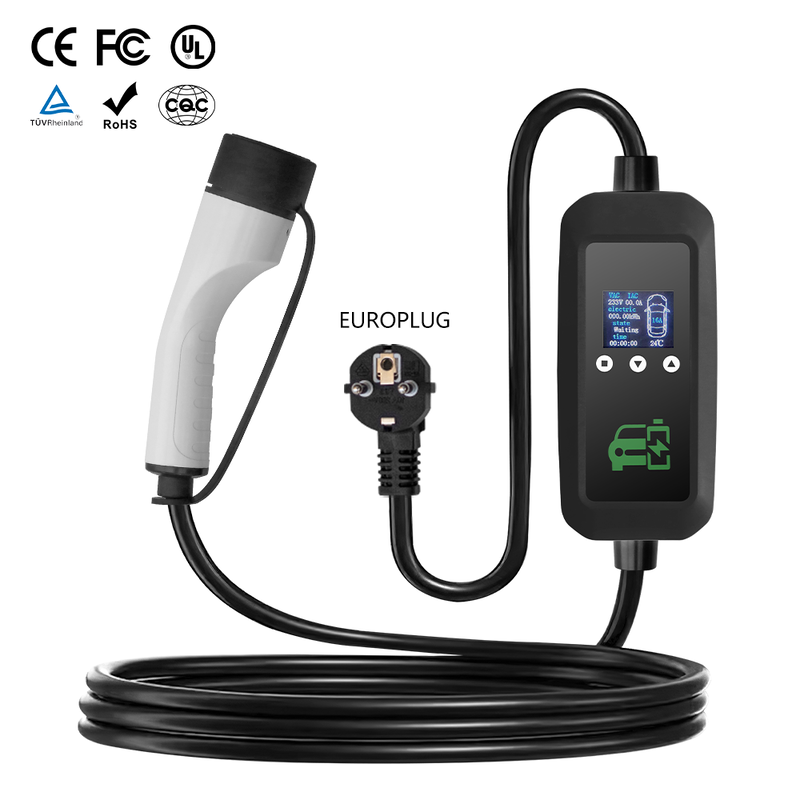Portable EV Charger 16A 3.5KW Fast EV Charger Type 2 Eu Pulg For Electric Car Charger