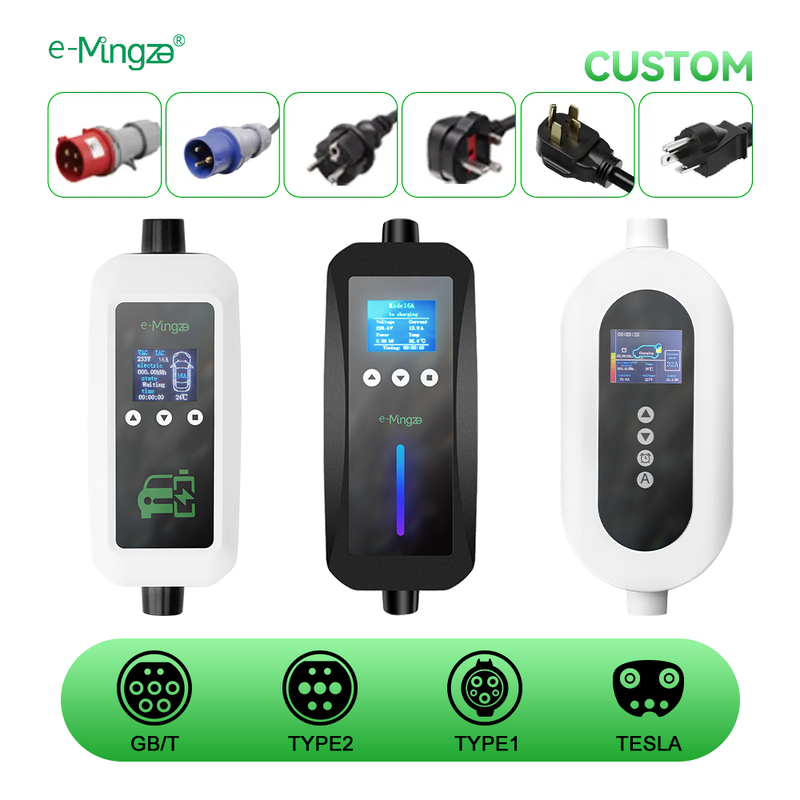 Type 2 3.5kW Portable EV Charger 16A Adjustable Current Custom 5m Cable