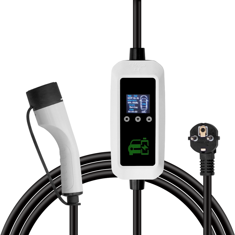 E-mingze Mode 2 Type 2 Smart Charging 3.5kw/16A With LCD Screen portable charger