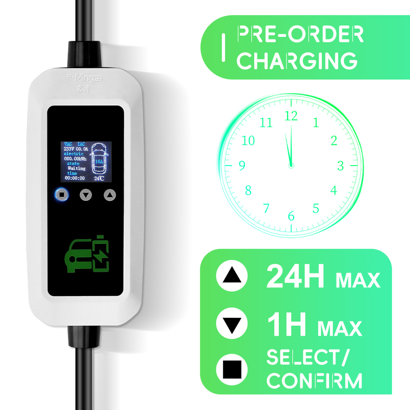 E-mingze Mode 2 Type 2 Smart Charging 3.5kw/16A With LCD Screen portable charger