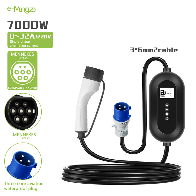 32A 7kw Type 2 Smart Display EV Portable Power Bank With APP Control