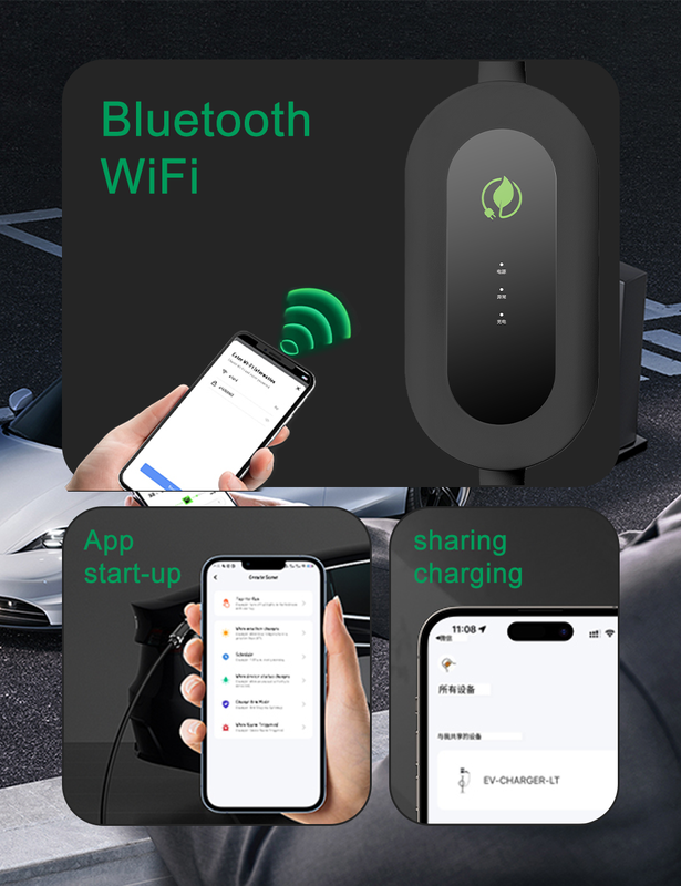 IP65 Rainproof Portable EV Charger Type 2 7kW 8A-32A Adjustable