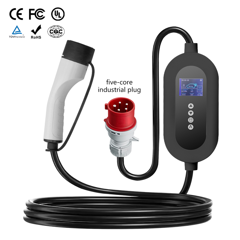 E-mingze 32A/22KW Mode 2 Type 2 3 Phase Portable Charger For Ev Cars With App Wifi
