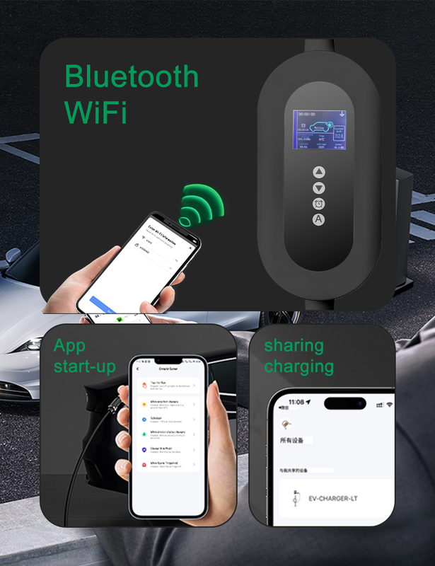 Type 2 Portable Ev Charger 22kw 16a 3 Phase With Lcd Display