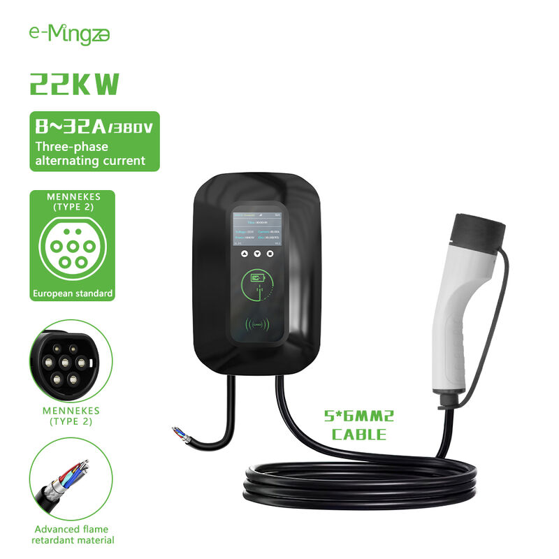 E-mingze ODM&OEM Fast Charging IP66 GBT/Type 2 22kw Wallbox Ev Charger With App Wifi