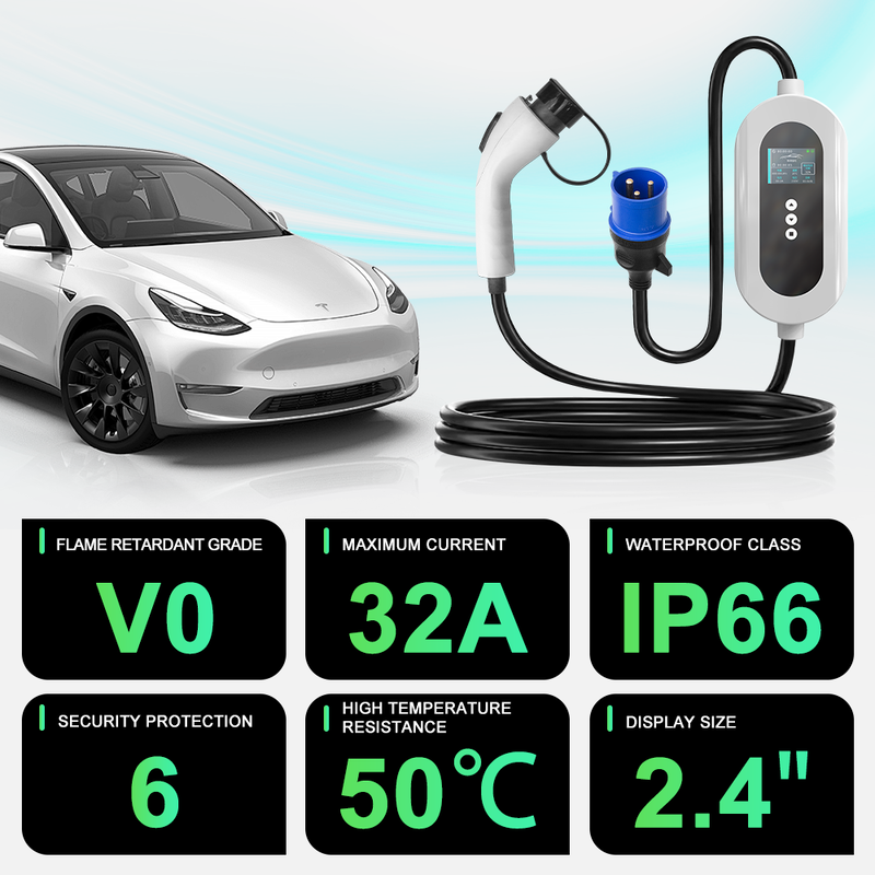 E-mingze 1 Phase IP65 GBT 7kw/32A Smart Charging Ev Portable Charger