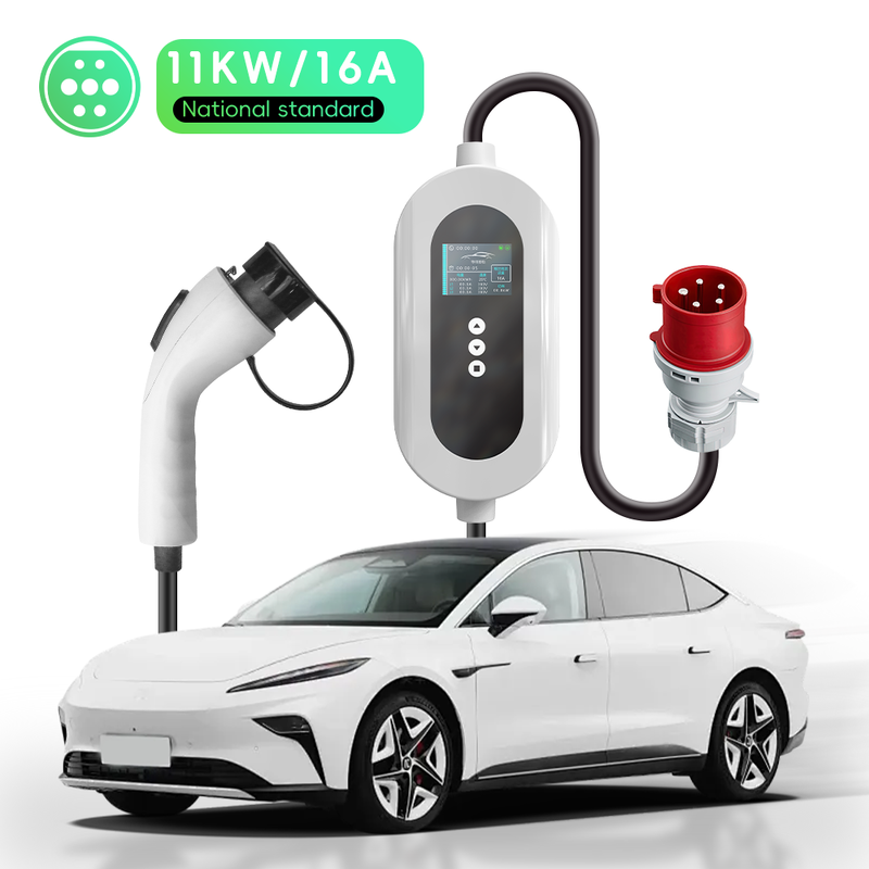 IP66 11kW Smart Portable EV Charger GB/T 16A Red Industrial Plug High Flame Retardant