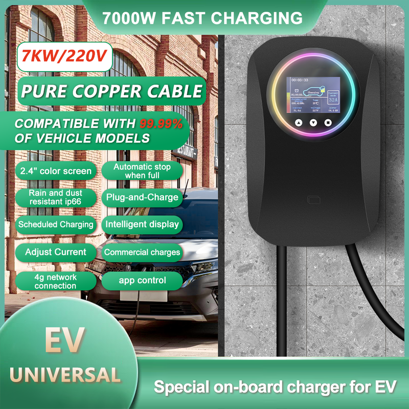 Single Phase EV Wallbox AC Fast Charger Tesla 7kw 240V 32A For VW Id4 BYD TESLA