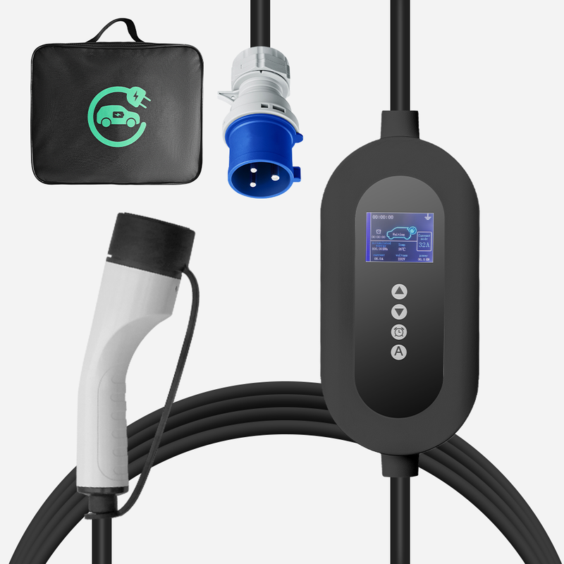 Type 2 Adjustable 8A-32A 7kW Portable Electric Charger For Home Travel 5m 10m 15m 20m