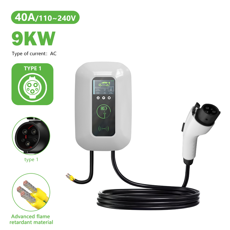 USA Standard 110V-250V 9kW Wall Box EV Charger Adjustable Current 8-40A With NFC APP