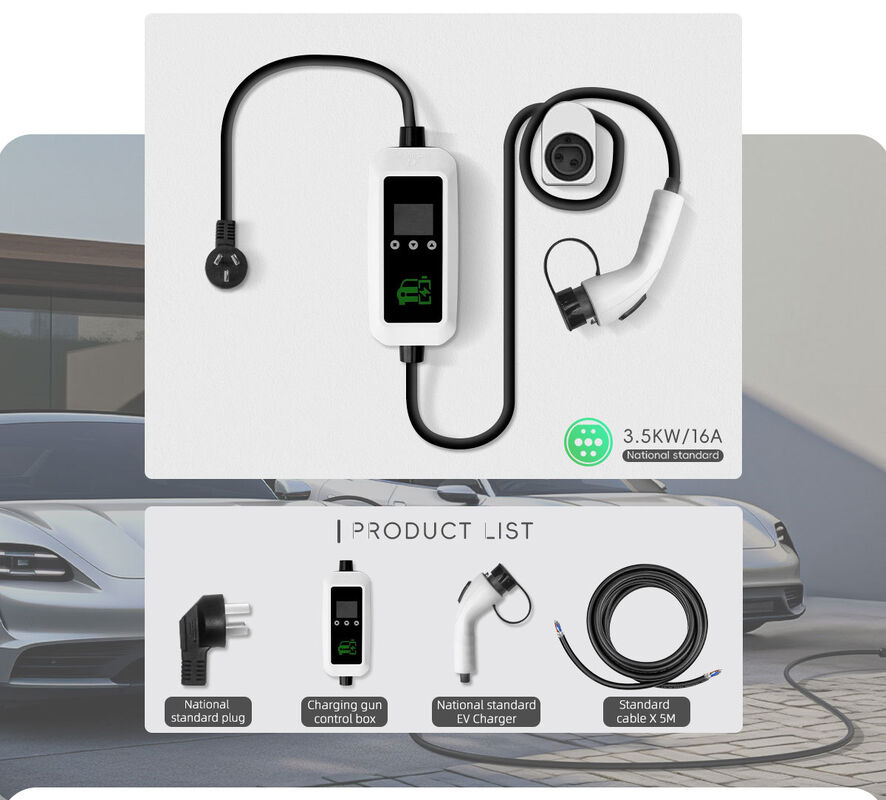 3.5kW 16A Portable EV Charging Station GB/T Adjustable Electric Car Charging Cable