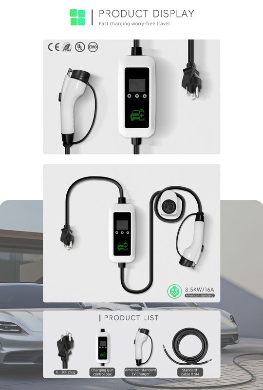 Portable Type1 Charger SAE J1772 With NEMA 6-20 Plug For Home Charging