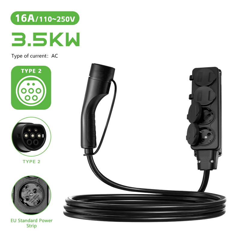 Type 2 V2L Socket 3.5kW 16A AC Vehicle-to-Load Adapter for BYD Tesla CCS2 EV
