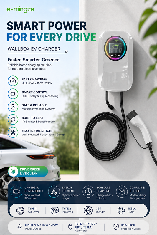 Type 2 Wall Mounted EV Charger 7kW 11kW 22kW Smart Charging Station