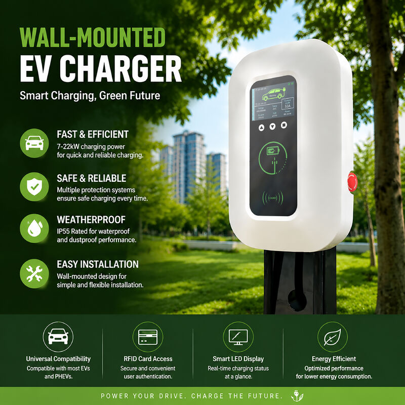 Wall Mounted Type2 Charger 32A AC Charging Station With WiFi APP And RFID