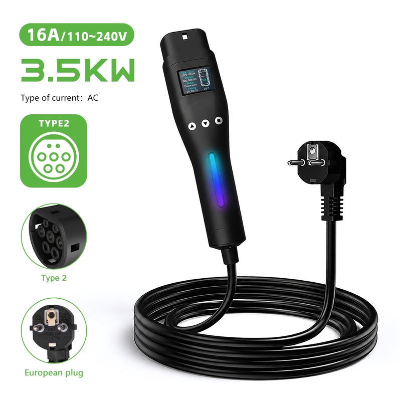 Mode 2 Portable EV Charger with EU Plug All-in-One App Control