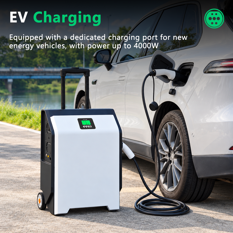 Portable EV Charging Station with Battery 3.6kWh 4000W LCD and WiFi APP